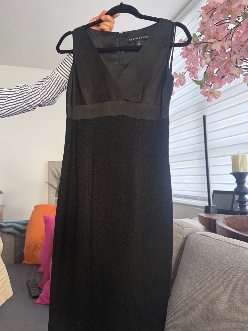 Ralph Lauren Black Label Black V-Neck Sleeveless Midi Dress